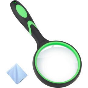 10X Magnifying Glass, 75MM Handheld Reading Magnifier with Non-Slip Soft Handle for Seniors Book Newspaper Reading and Kids Nature Hobby Exploration