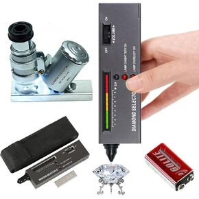 High Accuracy Professional Diamond Tester Pen, Jewelry Diamond Tester, Diamond Tester ＋60X Mini LED Magnifying, Professional Diamond Selector for Novice and Expert, Thermal Conductivity Meter