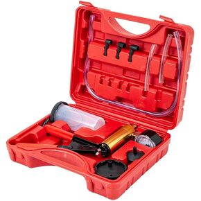 2 in 1 Brake Bleeder Kit Hand held Vacuum Pump Test Set for Automotive with Protected Case,Adapters,One-Man Brake and Clutch Bleeding System