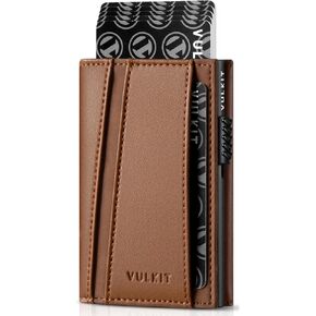 VULKIT Pop Up Card Holder Minimalsit Wallet Metal Card Case RFID Blocking With Coin Purse And Key Hole For Men Navy