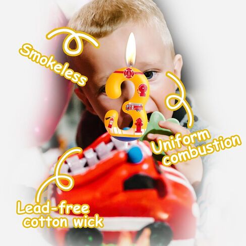 3rd Birthday Candle Firetruck Number 3 Candle Fire Truck Cake Decoration Birthday Party Supplies Red Firefighter Extinguisher Themed Cake Topper Decorations for Kids Boy Girl Party Decor Supplies in Saudi Arabia