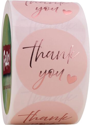 Pink Thank You Stickers | 1.5 inch Thank You Sticker Labels Roll | 500 Gold Foil Thank You Stickers Small Business | Adhensive Labels for Small Business Supplies in Saudi Arabia