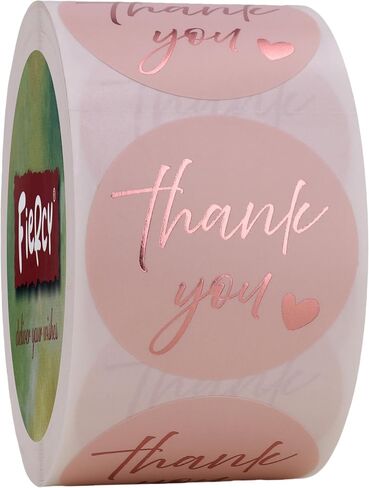Pink Thank You Stickers | 1.5 inch Thank You Sticker Labels Roll | 500 Gold Foil Thank You Stickers Small Business | Adhensive Labels for Small Business Supplies in Saudi Arabia