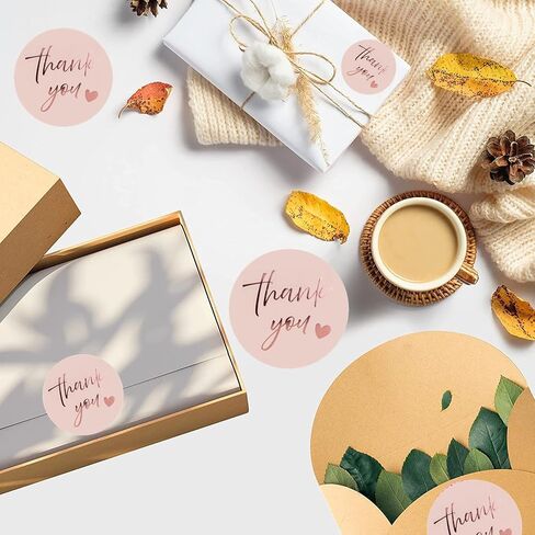 Pink Thank You Stickers | 1.5 inch Thank You Sticker Labels Roll | 500 Gold Foil Thank You Stickers Small Business | Adhensive Labels for Small Business Supplies in Saudi Arabia