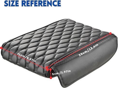 Car Armrest Cushion Pad Auto Center Console Cover with Storage Bag Memory Foam Arm Rest Console Pad Leather Universal Fit for Most Vehicles (Thick Pad, Black) in Kuwait