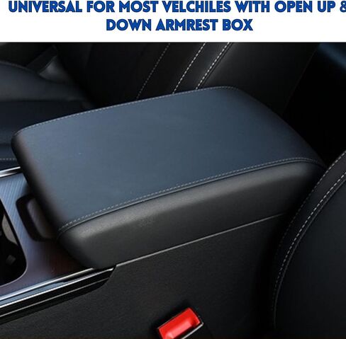 Car Armrest Cushion Pad Auto Center Console Cover with Storage Bag Memory Foam Arm Rest Console Pad Leather Universal Fit for Most Vehicles (Thick Pad, Black) in Kuwait