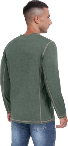 Sailwind Men's Henley Shirts Long Sleeve Casual Classic Tee Cotton Button Henley Maverick T-Shirts in Kuwait