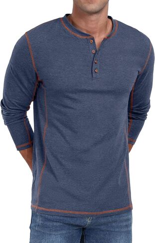 Sailwind Men's Henley Shirts Long Sleeve Casual Classic Tee Cotton Button Henley Maverick T-Shirts in Kuwait