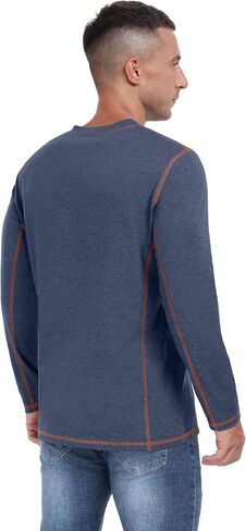 Sailwind Men's Henley Shirts Long Sleeve Casual Classic Tee Cotton Button Henley Maverick T-Shirts in Kuwait