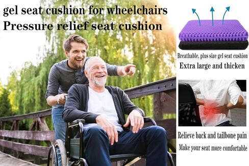 NC Gel Seat Cushion for Long Sitting, Pressure Relief pad, Back, Hip, Sciatica, Tailbone Pain Relief Cushion, Use for The Car, Office, Wheelchair, Stadium Bleachers, Outdoor Travel .(Purple) in Saudi Arabia