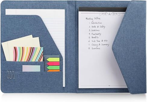 حافظة مفكرة قانونية احترافية من Paper Junkie، دفتر ملاحظات أزرق قابل للطي للمكتب والأعمال والعمل ومنظم مجلد حامل الوسادة للمستندات (12.5x10) in Kuwait