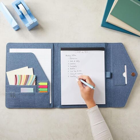 حافظة مفكرة قانونية احترافية من Paper Junkie، دفتر ملاحظات أزرق قابل للطي للمكتب والأعمال والعمل ومنظم مجلد حامل الوسادة للمستندات (12.5x10) in Kuwait