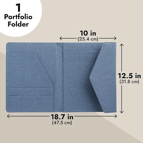 حافظة مفكرة قانونية احترافية من Paper Junkie، دفتر ملاحظات أزرق قابل للطي للمكتب والأعمال والعمل ومنظم مجلد حامل الوسادة للمستندات (12.5x10) in Kuwait