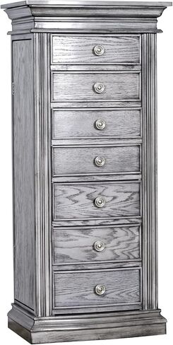 Hives & Honey Lawson Standing Jewelry Armoire Cabinet, Jewelry Storage Organizer with Top Flip Mirror, 2 Side Doors, 7 Drawers, Jewelry Chest, Jewelry Box for Necklace, Earring, Bracelet, Walnut in Saudi Arabia