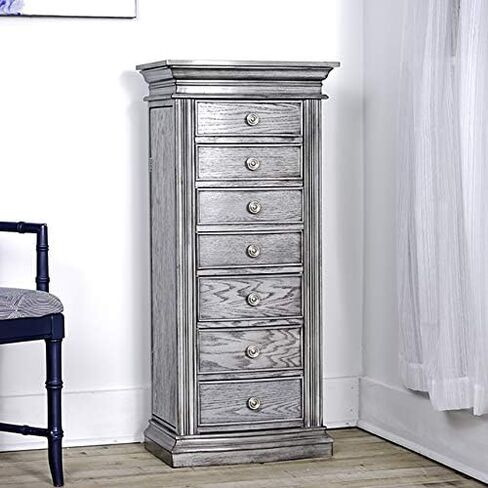 Hives & Honey Lawson Standing Jewelry Armoire Cabinet, Jewelry Storage Organizer with Top Flip Mirror, 2 Side Doors, 7 Drawers, Jewelry Chest, Jewelry Box for Necklace, Earring, Bracelet, Walnut in Saudi Arabia