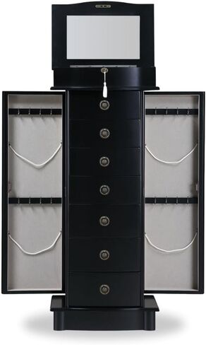 Alveare Home North Jewelry Armoire – Locking Storage Organizer with Seven Spacious Drawers, Black in Saudi Arabia