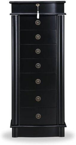 Alveare Home North Jewelry Armoire – Locking Storage Organizer with Seven Spacious Drawers, Black in Saudi Arabia