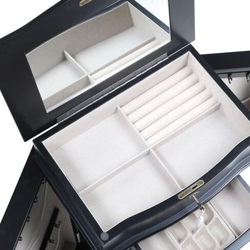 Alveare Home North Jewelry Armoire – Locking Storage Organizer with Seven Spacious Drawers, Black in Saudi Arabia