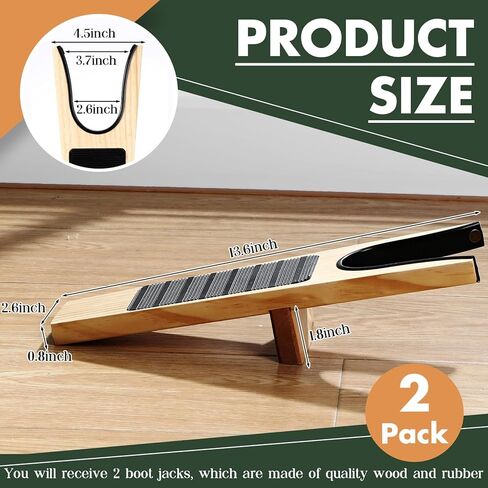 2 Pack Boot Jack Wood Boot Remover for Cowboy Waders Work Boots Bootjack for Men Women Easily Without Bending Over in Kuwait
