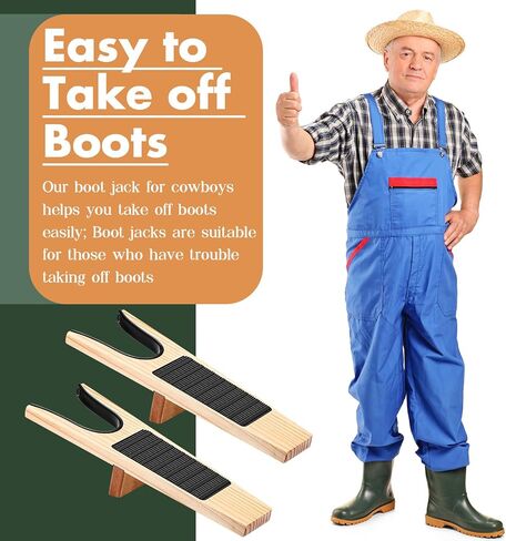 2 Pack Boot Jack Wood Boot Remover for Cowboy Waders Work Boots Bootjack for Men Women Easily Without Bending Over in Kuwait