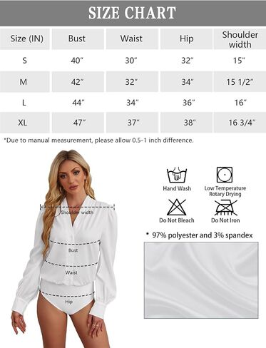 Sexyasasii Blouse Bodysuit for Women V Neck Silk Button Up Bodysuit Office Casual Long Sleeve Body Suits Chiffon Blouses in Saudi Arabia
