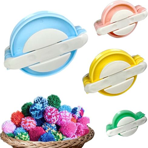 مجموعة صانعة بوم بومس مكونة من 4 أحجام و4 ألوان لمشروع حياكة غزل الصوف DIY وصناعة كرات بوم بومس مختلفة يمكنك صنعها بنفسك in Kuwait