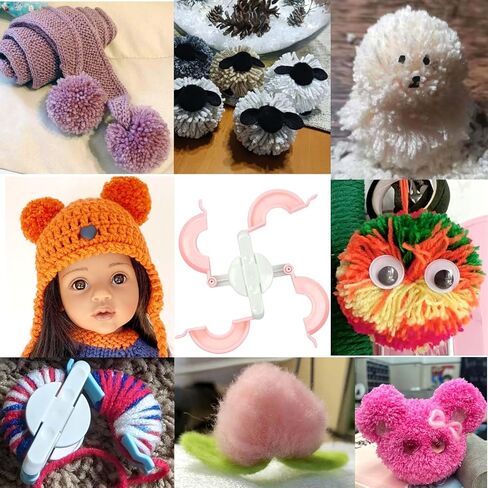 مجموعة صانعة بوم بومس مكونة من 4 أحجام و4 ألوان لمشروع حياكة غزل الصوف DIY وصناعة كرات بوم بومس مختلفة يمكنك صنعها بنفسك in Kuwait