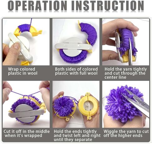 مجموعة صانعة بوم بومس مكونة من 4 أحجام و4 ألوان لمشروع حياكة غزل الصوف DIY وصناعة كرات بوم بومس مختلفة يمكنك صنعها بنفسك in Kuwait