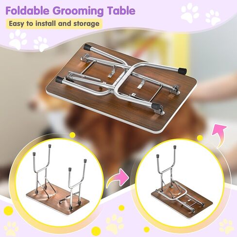 Dog Grooming Table, Adjustable Large Pet Drying Desktop, Foldable Bathing Desk with Arms, Noose, Mesh Tray, Maximum Capacity Up to 330Lb in Saudi Arabia