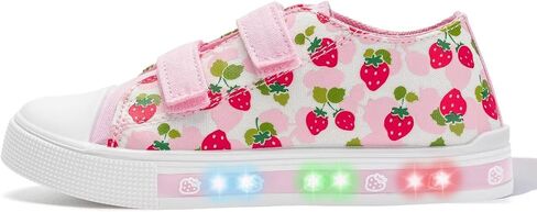 EUXTERPA Toddler Sneakers Kids Light Up Canvas Shoes Girls Boys Outdoor Casual Adjustable Strap Sneaker with Patterns in Saudi Arabia