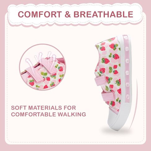 EUXTERPA Toddler Sneakers Kids Light Up Canvas Shoes Girls Boys Outdoor Casual Adjustable Strap Sneaker with Patterns in Saudi Arabia