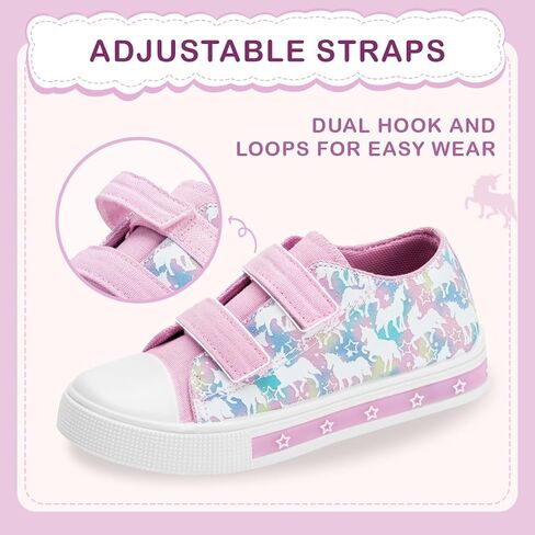 EUXTERPA Toddler Sneakers Kids Light Up Canvas Shoes Girls Boys Outdoor Casual Adjustable Strap Sneaker with Patterns in Saudi Arabia