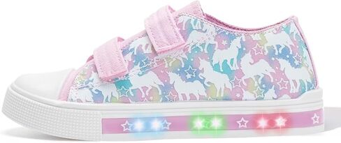 EUXTERPA Toddler Sneakers Kids Light Up Canvas Shoes Girls Boys Outdoor Casual Adjustable Strap Sneaker with Patterns in Saudi Arabia