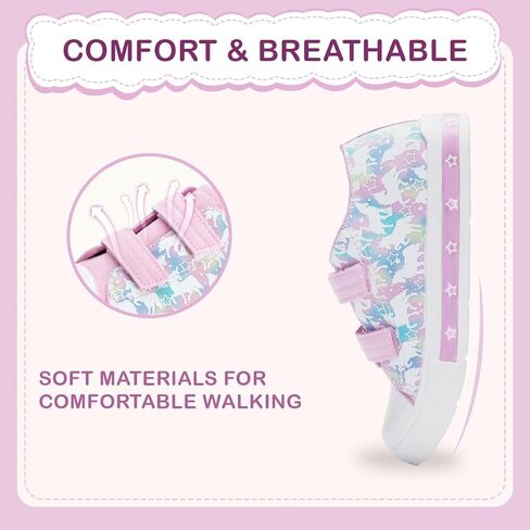 EUXTERPA Toddler Sneakers Kids Light Up Canvas Shoes Girls Boys Outdoor Casual Adjustable Strap Sneaker with Patterns in Saudi Arabia