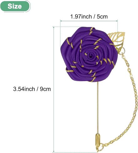 Rose Brooch Pin Cloth Rose Flower with Gold Leaf Brooch, Rose Flower Lapel Pin for Men Wedding Accessories/Suit Tuxedo Corsage Wedding Party Brooch in Saudi Arabia