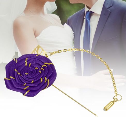 Rose Brooch Pin Cloth Rose Flower with Gold Leaf Brooch, Rose Flower Lapel Pin for Men Wedding Accessories/Suit Tuxedo Corsage Wedding Party Brooch in Saudi Arabia