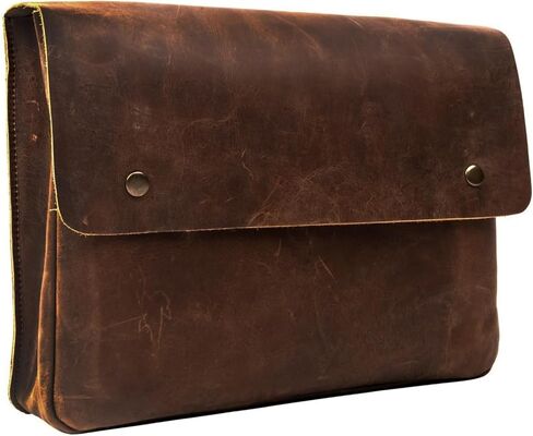 Leather File Folder Organizer Document Holder, File Case, A5 Binder, Envelope Portfolio, Pencil Pouch,Leather Portfolio,Laptop Sleeve Case for 13" 14" Laptops,MacBook & Tablets (Bourban Brown) in Saudi Arabia