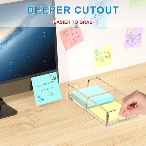 WINFFOR Acrylic Notepad Holder Dispenser - 3x3 in Sticky Note Memo Holder for Desk Organizer (W/O Pads) Office Desk Accessories School Supplies, Purple in Saudi Arabia