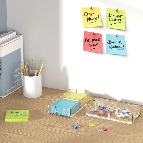 WINFFOR Acrylic Notepad Holder Dispenser - 3x3 in Sticky Note Memo Holder for Desk Organizer (W/O Pads) Office Desk Accessories School Supplies, Purple in Saudi Arabia