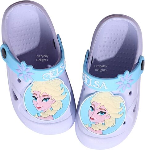 Disney Frozen Elsa Clogs Slip on Water Shoes Casual Summer for Girls Kids Children - Purple XS Size in Saudi Arabia