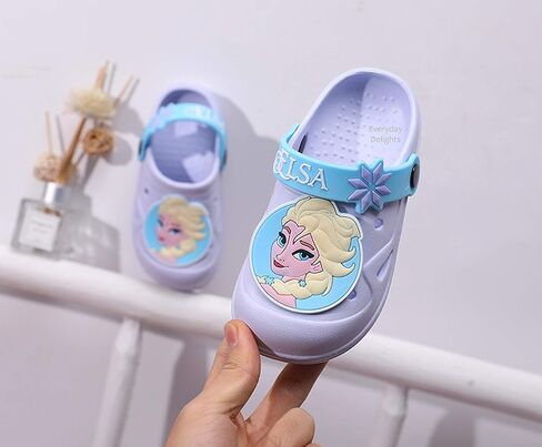 Disney Frozen Elsa Clogs Slip on Water Shoes Casual Summer for Girls Kids Children - Purple XS Size in Saudi Arabia