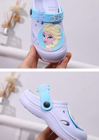Disney Frozen Elsa Clogs Slip on Water Shoes Casual Summer for Girls Kids Children - Purple XS Size in Saudi Arabia