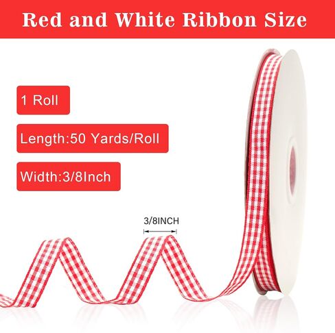 KINGLAKE Pink and White Gingham Ribbon 5/8" x 50Yd Pink Plaid Buffalo Checkered Gifts Ribbon for Valentine's Day, Mother's Day, Baby Shower, Crafts, Picnic, Gift Wrapping in Saudi Arabia