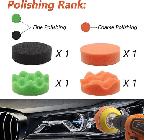 VIBRATITE Car Headlight Restoration Kit, Headlight Lens Cleaner and Restorer Kit, 3 Inch Car Polishing Sanding Kit with 1/4 Inch Shank Backing Pad, Drill Buffing Sponge Pads, Soft Interface Pad, 37PCS in Saudi Arabia