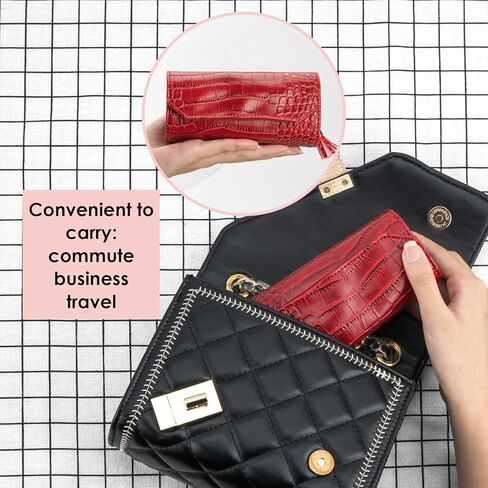 صندوق مجوهرات السفر، منظم حقيبة المجوهرات من الجلد الصناعي، حقيبة تخزين مجوهرات للسفر للخواتم والأقراط والقلائد هدية للفتيات والنساء هدية عيد الحب (أحمر) in Kuwait