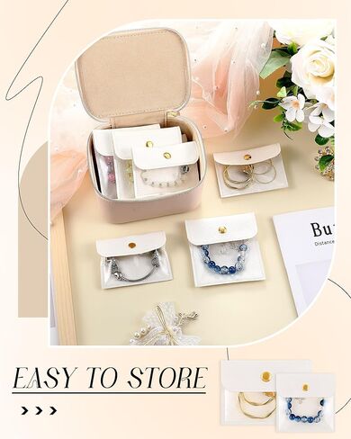 كينينج 24 قطعة من حقيبة المجوهرات الجلدية الليتشي بمقاسين واضحين للسفر وحقائب المجوهرات المحمولة حقيبة هدايا مجوهرات شفافة صغيرة منظم تخزين المجوهرات لسوار وقلادة وحلقة وتغليف القرط in Kuwait