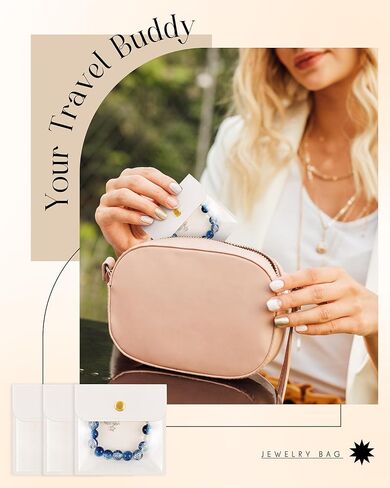 كينينج 24 قطعة من حقيبة المجوهرات الجلدية الليتشي بمقاسين واضحين للسفر وحقائب المجوهرات المحمولة حقيبة هدايا مجوهرات شفافة صغيرة منظم تخزين المجوهرات لسوار وقلادة وحلقة وتغليف القرط in Kuwait