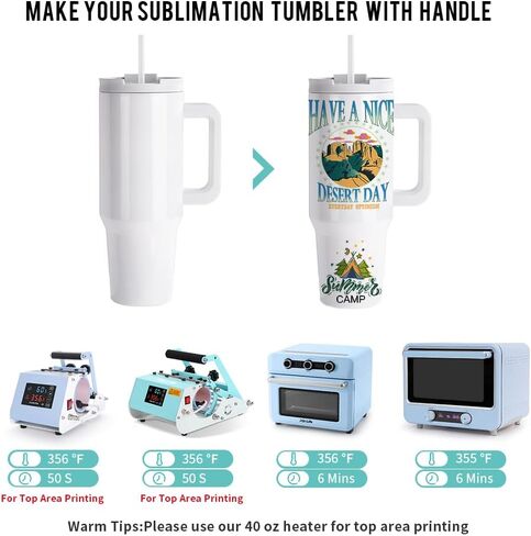 PYD Life 8 عبوات من أكواب التسامي سعة 40 أونصة مع فراغات بمقبض وأكواب سفر للقهوة البيضاء السائبة مع غطاء وقش مقاوم للصدأ لطباعة فرن التسامي بالضغط الحراري على الأكواب in Kuwait