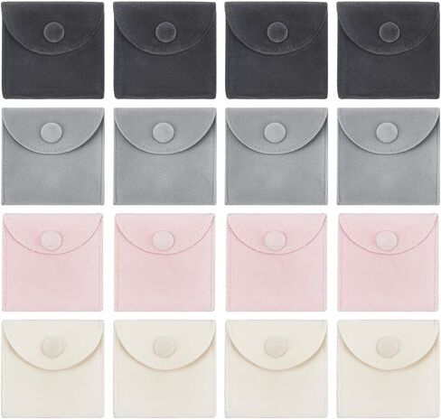 NBEADS 20 قطعة من أكياس المجوهرات المخملية، 2.75 × 2.75 بوصة 4 أكياس هدايا مجوهرات مع زر المفاجئة أكياس تخزين المجوهرات المخملية حقيبة هدايا فاخرة لهدية عيد الأم والمجوهرات وقلادة وسوار التعبئة in Saudi Arabia