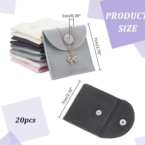 NBEADS 20 قطعة من أكياس المجوهرات المخملية، 2.75 × 2.75 بوصة 4 أكياس هدايا مجوهرات مع زر المفاجئة أكياس تخزين المجوهرات المخملية حقيبة هدايا فاخرة لهدية عيد الأم والمجوهرات وقلادة وسوار التعبئة in Saudi Arabia